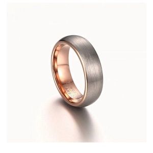 Tungsten Wedding Band Ring Comfort Fit Rose Gold Plated Domed Brushed Size 8